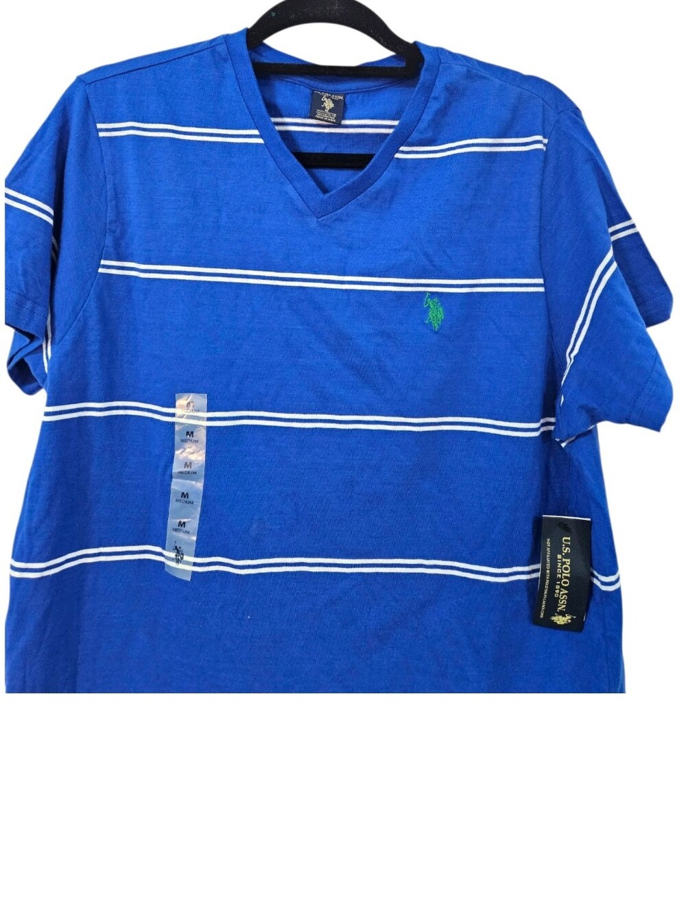 NWT U.S Polo Assn. Stripped V-neck T-shirt Size M - Picture 2 of 5